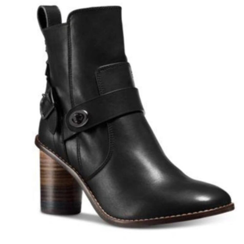 COACH Biker Moto Heel Black Bootie Boots - Picture 15 of 15